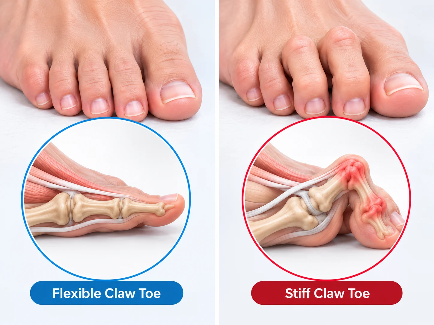 Flexible vs. Stiff Claw Toe